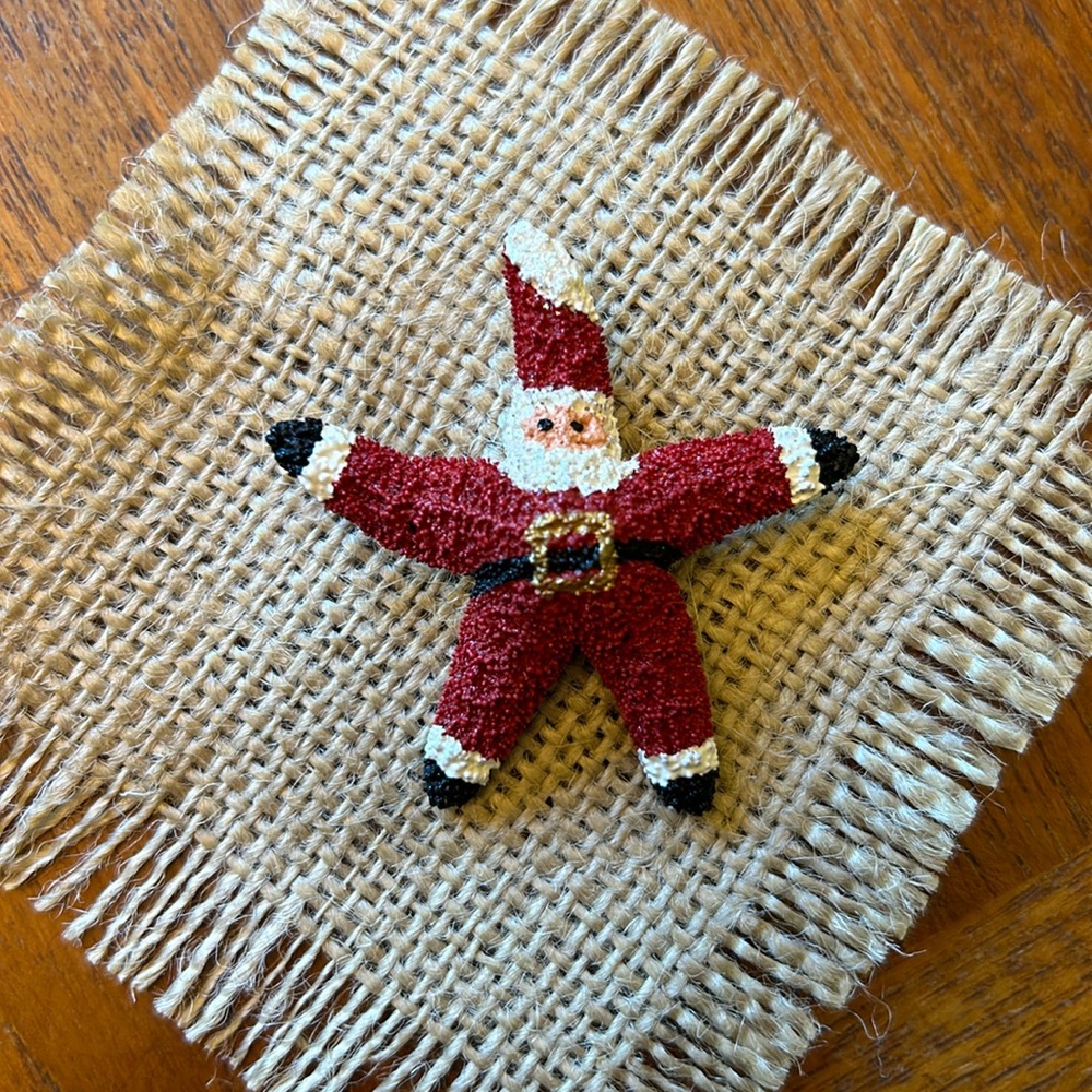 Santa Claus on Starfish Brooch